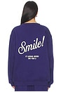 view 5 of 7 Smile Oversized Crewneck Sweatshirt in Navy Blue