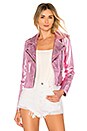 view 1 of 4 Lecce the Biker Crop Jacket in Metallic Pink