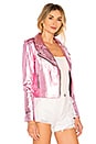 view 2 of 4 Lecce the Biker Crop Jacket in Metallic Pink