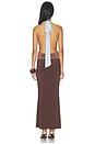 view 3 of 3 VESTIDO JENNI MAXI PLUNGE in Blue & Brown