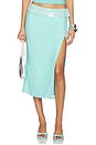 view 1 of 6 Sequin Foldover Midi Skirt in Aqua
