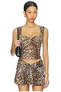 view 1 of 4 Azalea Twist Cut Out Top in Leopard Mesh