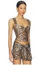 view 2 of 4 Azalea Twist Cut Out Top in Leopard Mesh