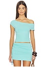 view 1 of 5 Off Shoulder Knit Top in Aqua