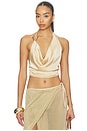 view 1 of 5 Cyrene Satin Cowl Top in Gold