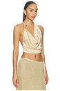 view 2 of 5 Cyrene Satin Cowl Top in Gold