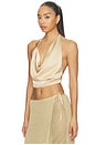 view 3 of 5 Cyrene Satin Cowl Top in Gold