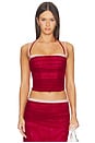 view 1 of 4 Caline Ruched Corset Top in Red