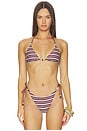 view 1 of 7 Reversible Finlea Bikini Top in Brown Micro Stripe