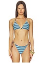 view 2 of 7 Reversible Finlea Bikini Top in Brown Micro Stripe