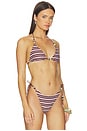 view 3 of 7 Reversible Finlea Bikini Top in Brown Micro Stripe