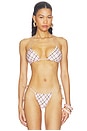 view 2 of 5 Reversible Ave Bikini Top With Mesh Scarf in Plaid