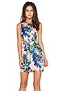 view 2 of 5 Enchanted Mini Dress in Peach & Blue Tropical Print