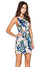view 3 of 5 Enchanted Mini Dress in Peach & Blue Tropical Print