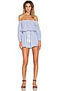 view 4 of 4 Sailing Off The Shoulder Romper in Blue & White Stripe
