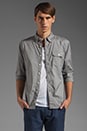 view 4 of 7 Solid Poplin Button Pocket Shirt in Grey