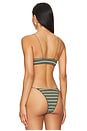 view 3 of 5 The C Bralette Bikini Top in White & Olive Stripe Rib
