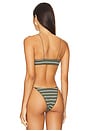 view 3 of 5 The C Bralette Bikini Top in White & Olive Stripe Rib