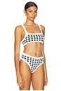 view 2 of 4 La Plage Bikini Top in Black & White Gingham