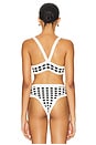 view 3 of 4 La Plage Bikini Top in Black & White Gingham