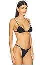 view 2 of 4 Equator Superfine Triangle Bikini Top in Black Seersucker