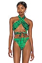 view 2 of 5 Bianca Reversible Bikini Top in Mystic Green & Mama Africa