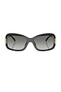 view 1 of 3 Rectangular Sunglasses in Black & Gold