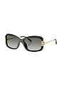 view 2 of 3 Rectangular Sunglasses in Black & Gold