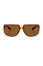 view 1 of 3 Rectangular Sunglasses in Shiny Gold & Brown