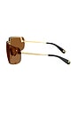 view 3 of 3 Rectangular Sunglasses in Shiny Gold & Brown