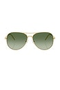 view 1 of 3 Aviator Sunglasses in Yellow Gold & Green