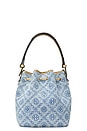 view 2 of 7 T Monogram Denim Mini Bucket Bag in Powder Blue