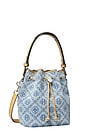 view 3 of 7 T Monogram Denim Mini Bucket Bag in Powder Blue