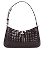 view 1 of 4 Eleanor Croc Embossed Slim Shoulder Bag in Deep Burgundy