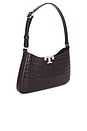 view 3 of 4 Eleanor Croc Embossed Slim Shoulder Bag in Deep Burgundy