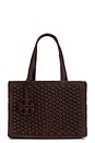 view 1 of 4 Ella Hand Crocheted Popcorn Stitch Small Tote Bag in Dark Cocoa