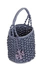 view 4 of 4 Ella Hand-crocheted Popcorn Stitch Bucket Bag in Gray