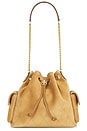 view 2 of 5 Charlie Quilted Suede Drawstring Shoulder Bag in Toffee
