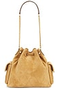 view 4 of 5 Charlie Quilted Suede Drawstring Shoulder Bag in Toffee