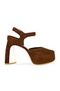 view 1 of 5 Peep Toe Platform Heel in Cognac Brown