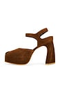 view 5 of 5 Peep Toe Platform Heel in Cognac Brown