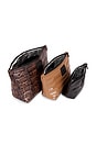 view 5 of 4 Travel Trio Pouch in Neo Python, Glossy Cocoa & Black Patent