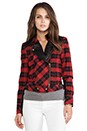 view 2 of 7 Tartan Plaid Little Moto Jacket With Leather en Scarlet/Black in Scarlet & Black