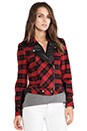 view 3 of 7 Tartan Plaid Little Moto Jacket With Leather en Scarlet/Black in Scarlet & Black