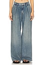 view 1 of 6 Linda Mid Rise Pleated Wide Leg in Dusky Medium Indigo