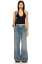view 5 of 6 Linda Mid Rise Pleated Wide Leg in Dusky Medium Indigo