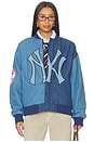 view 1 of 7 x REVOLVE Yankees Denim Logo Bomber in Denim Dark & Medium