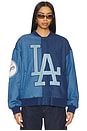 view 2 of 5 x REVOLVE Dodgers Denim Logo Bomber in Denim Dark & Medium