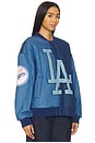 view 3 of 5 x REVOLVE Dodgers Denim Logo Bomber in Denim Dark & Medium
