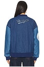 view 4 of 5 x REVOLVE Dodgers Denim Logo Bomber in Denim Dark & Medium